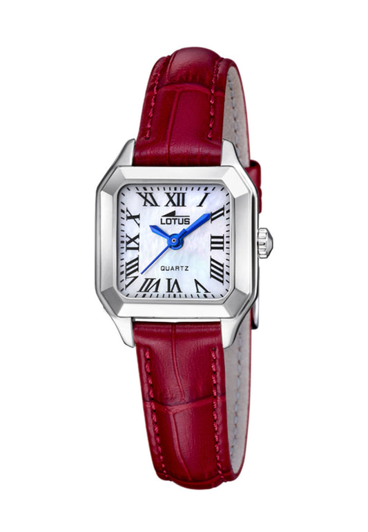 MONTRE FEMME OLD MONEY AVEC CADRAN ARGENT ET BRACELET CUIR BORDEAUX