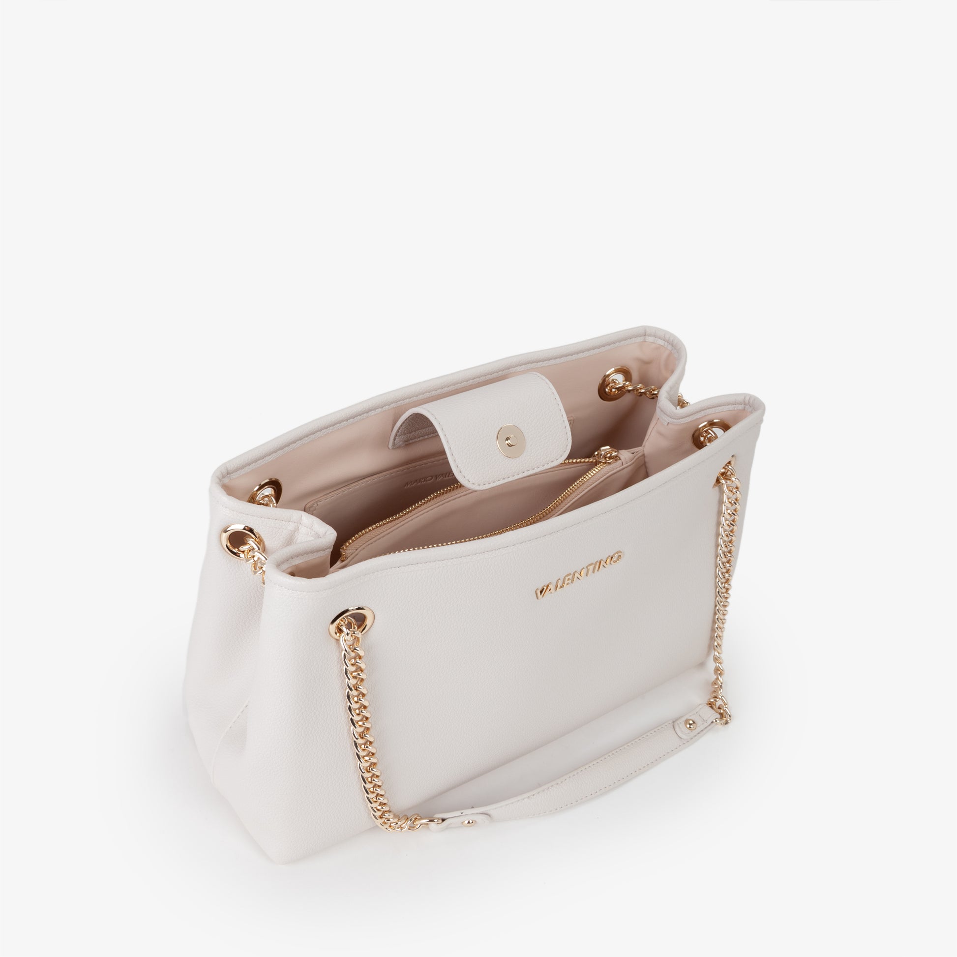 Sac à main femme écru chaînes dorées style élégant