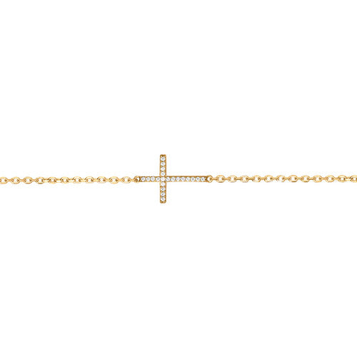 Bracelet femme plaqué or croix zirconia chaîne dorée