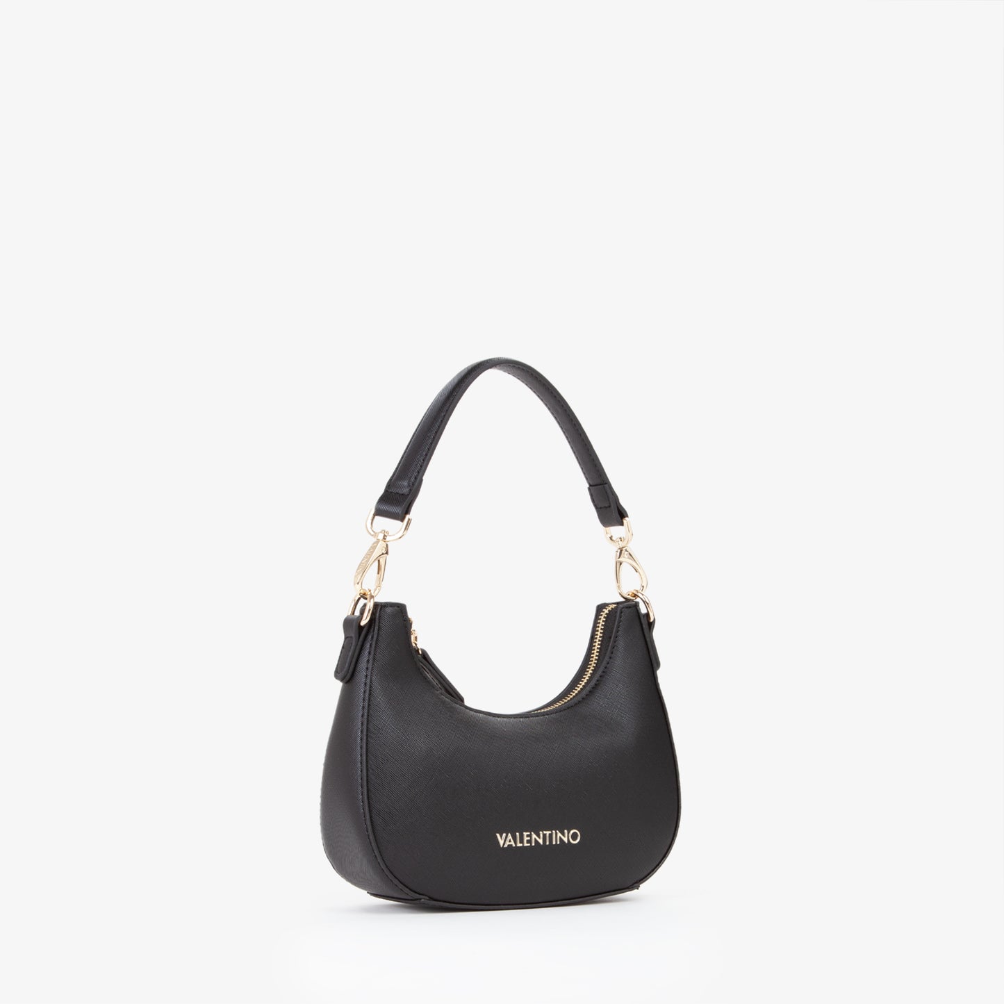Sac bandoulière femme noir saffiano boucle dorée mini hobo