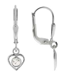 Boucles d'oreilles enfant argent rhodié cœur zirconia