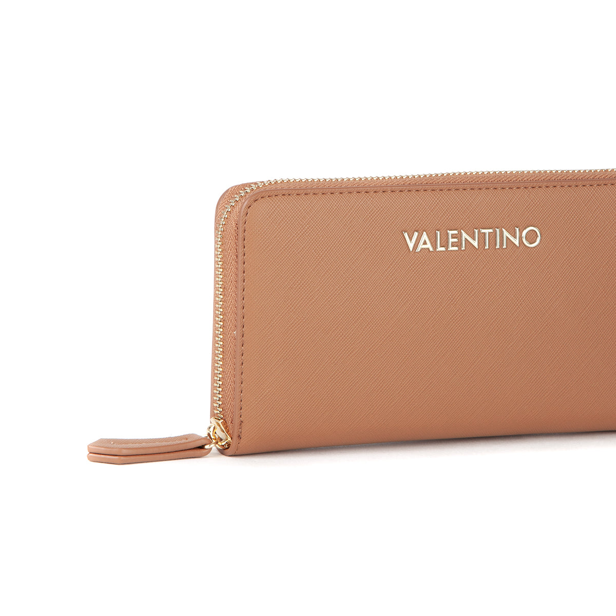 Portefeuille femme zippé cuoio saffiano gold
