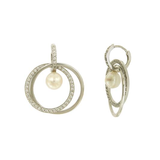 Boucles d'oreilles femme argent rhodié perle zirconia