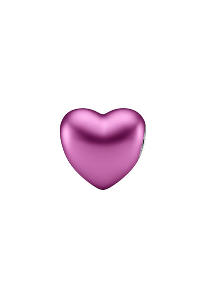 Charm cœur argent 925 émail rose violet