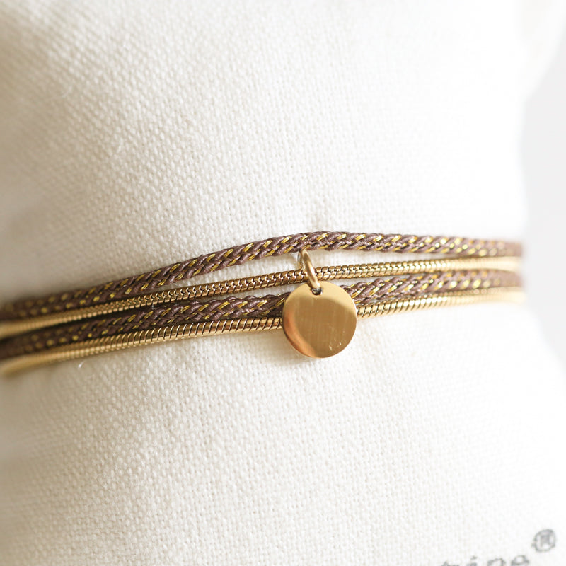BRACELET FEMME PAILLETE   MARRON GLACE