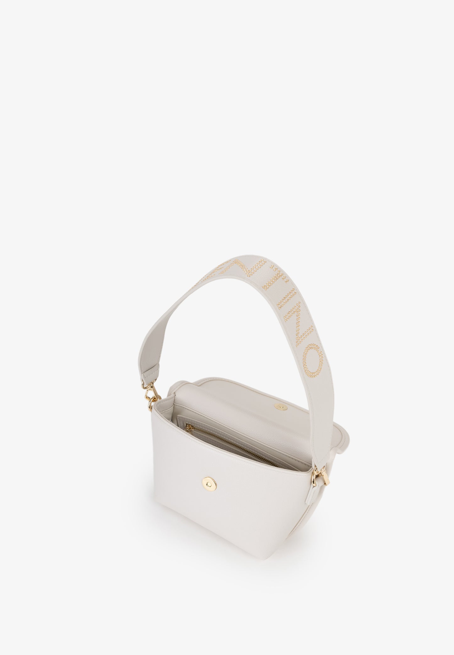Sac bandoulière femme écru simili cuir flap doré