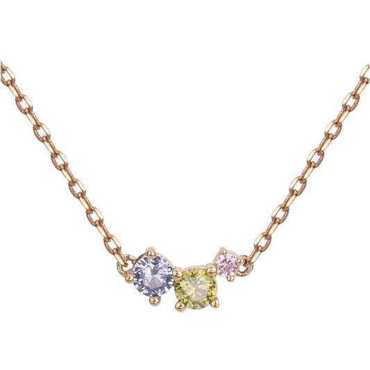Collier femme plaqué or zirconia multicolore 38+5 cm