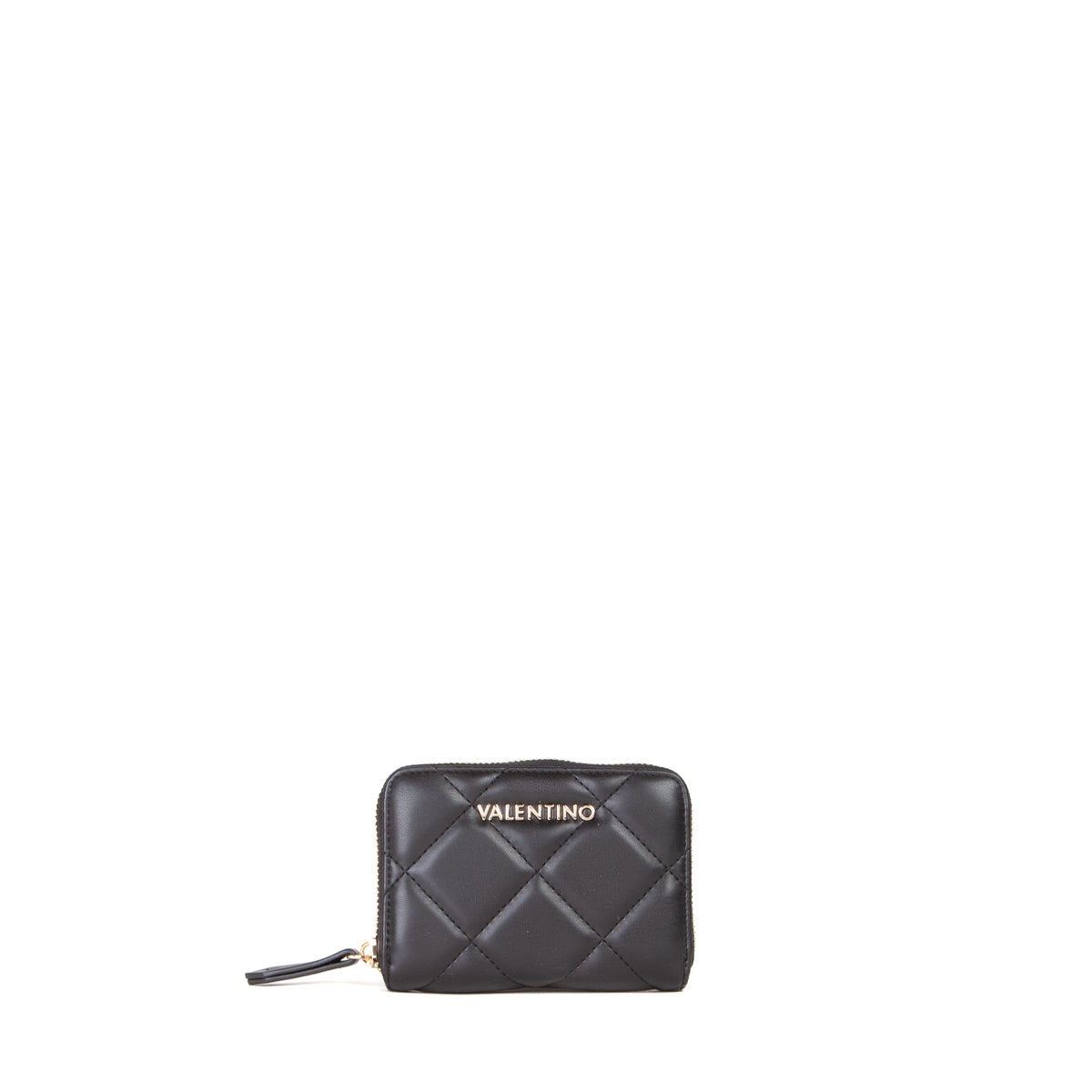 Portemonnaie femme noir matelassé zippé compact