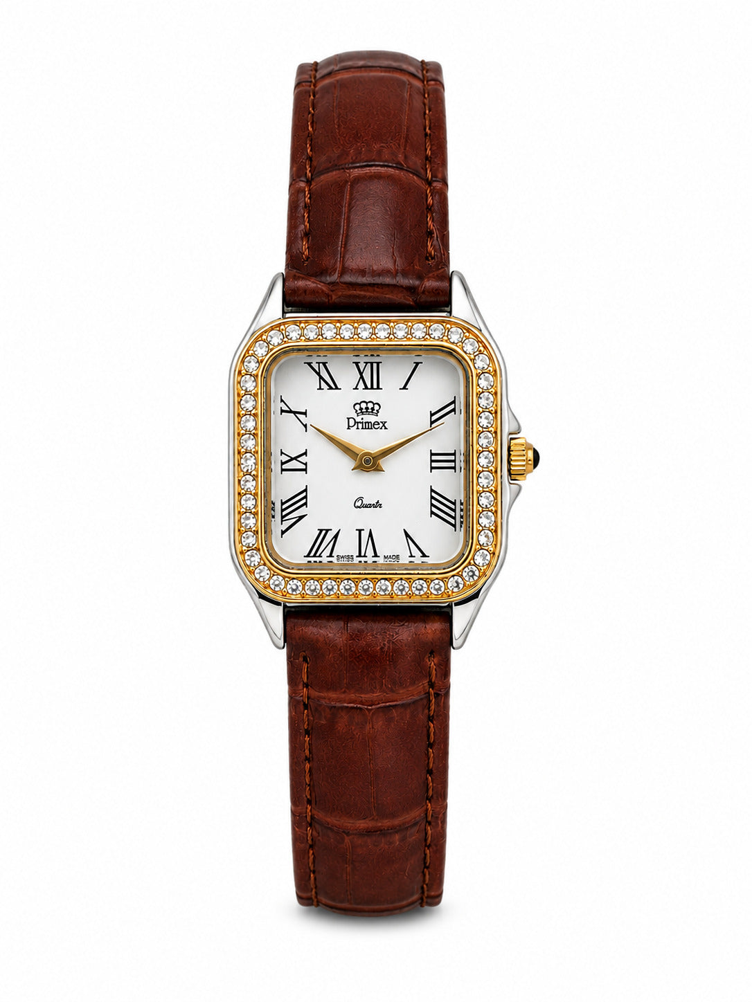 Montre femme Swiss Made bicolore cristaux cadran romain