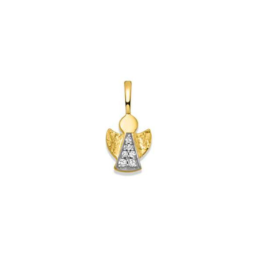 Pendentif femme or 18 carats ange ailes zirconia jaune