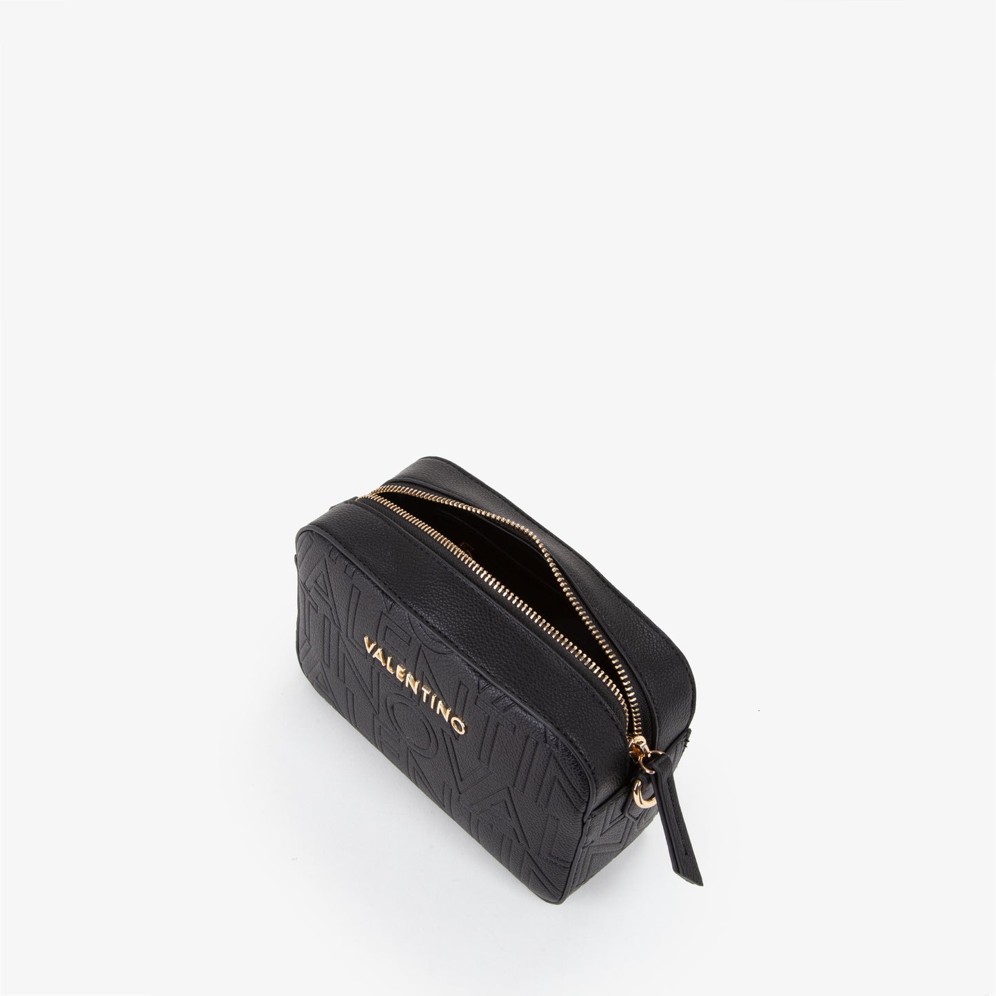 Sac bandoulière femme noir embossé logo répété