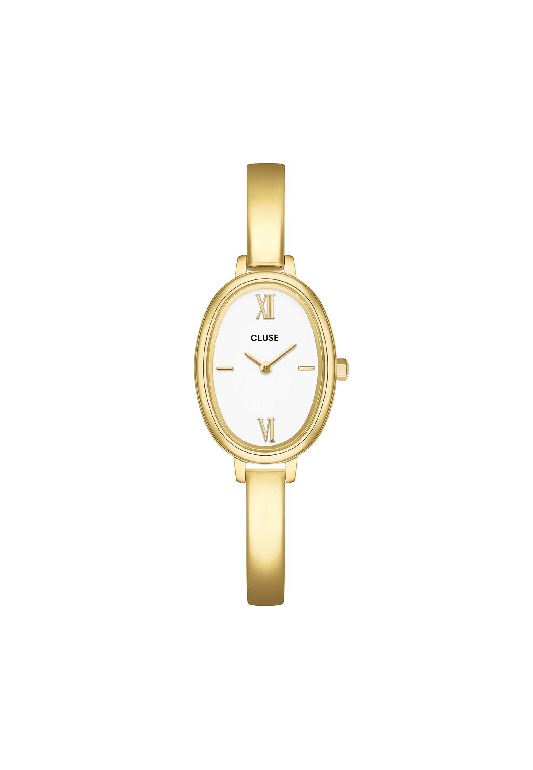 Montre L'Ovale Acier, Blanc, Couleur Or