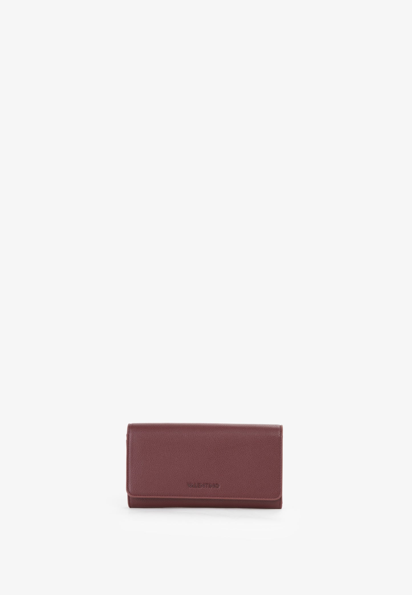 Portefeuille femme cuir grainé bordeaux à rabat