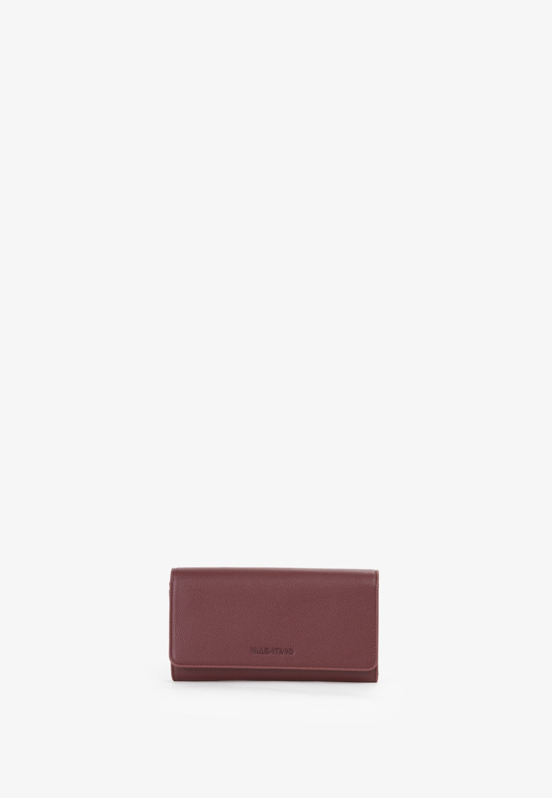 Portefeuille femme cuir grainé bordeaux à rabat