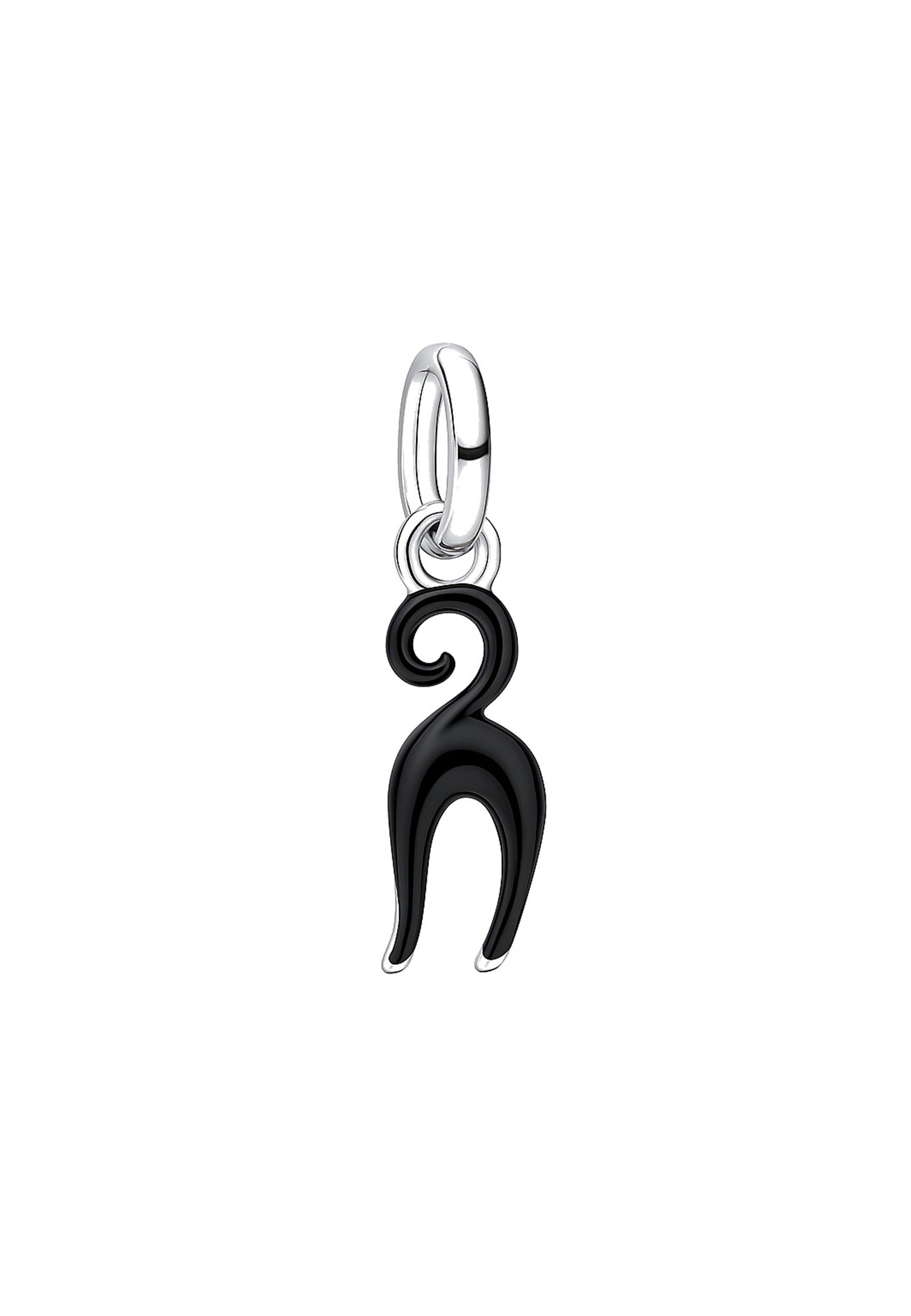Charm pendentif argent 925 chat noir émail