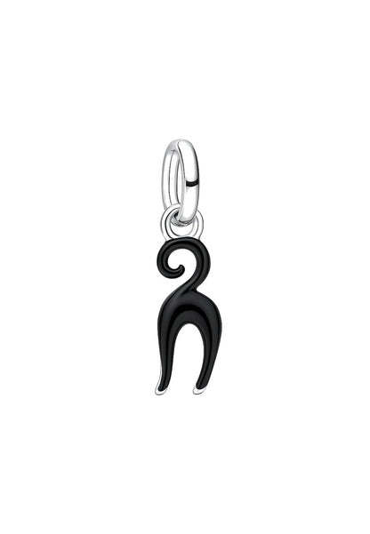 Charm pendentif argent 925 chat noir émail