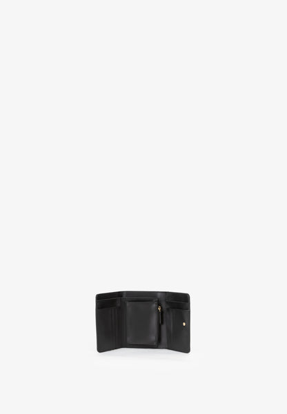 Portefeuille femme cuir grainé noir compact élégant