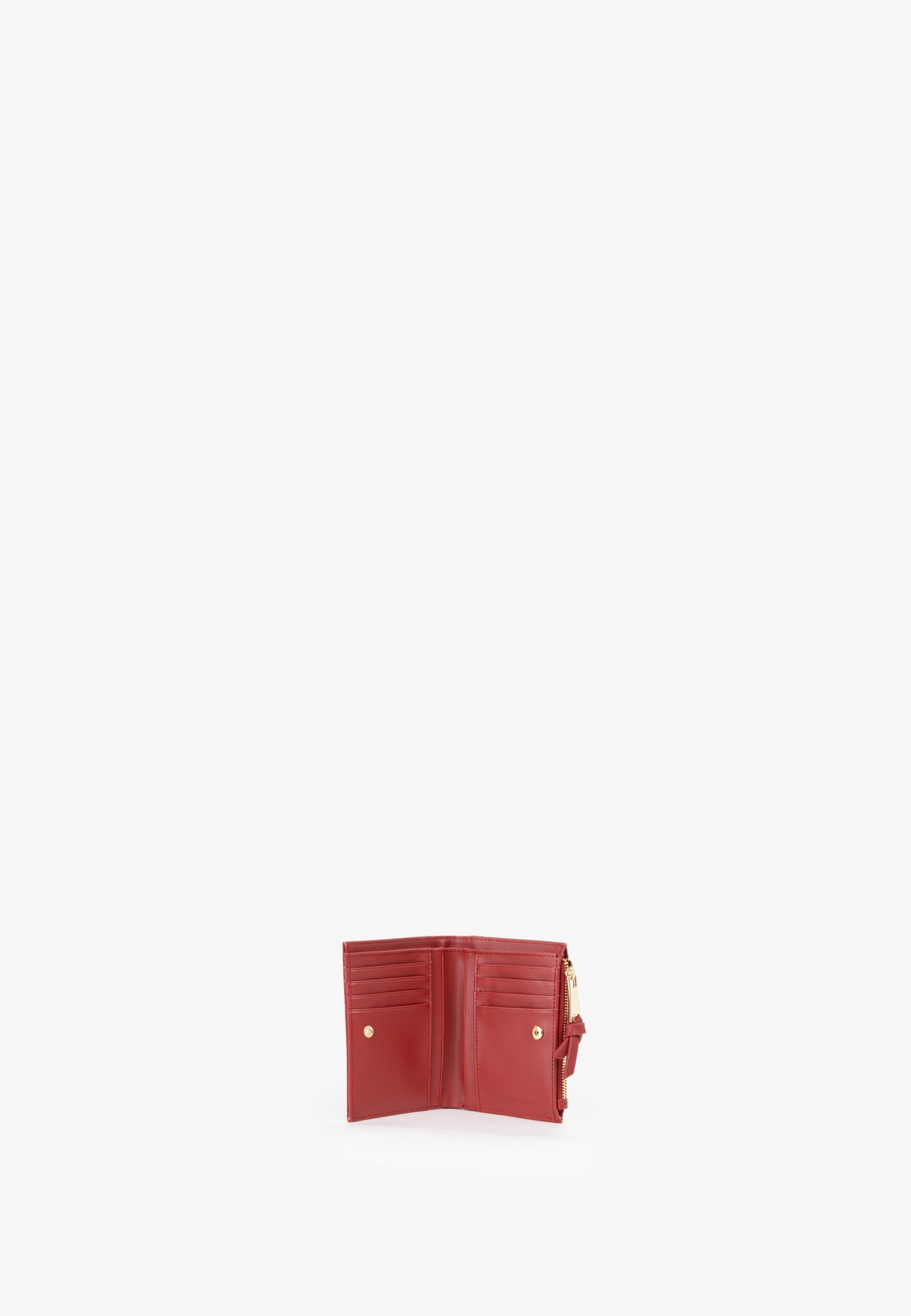 Portefeuille femme rouge cerise zippé compact en cuir