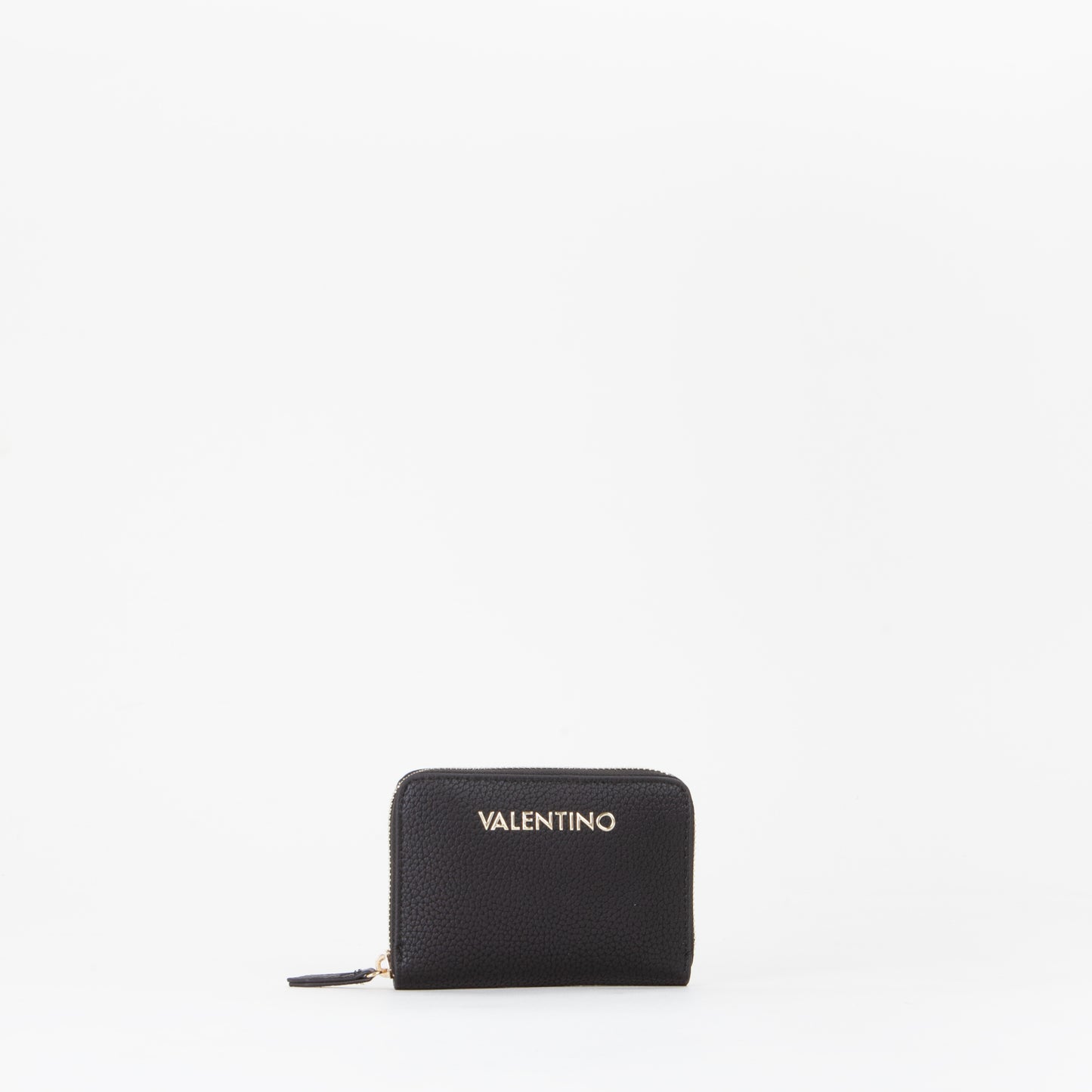 Portefeuille femme zippé noir grain doré