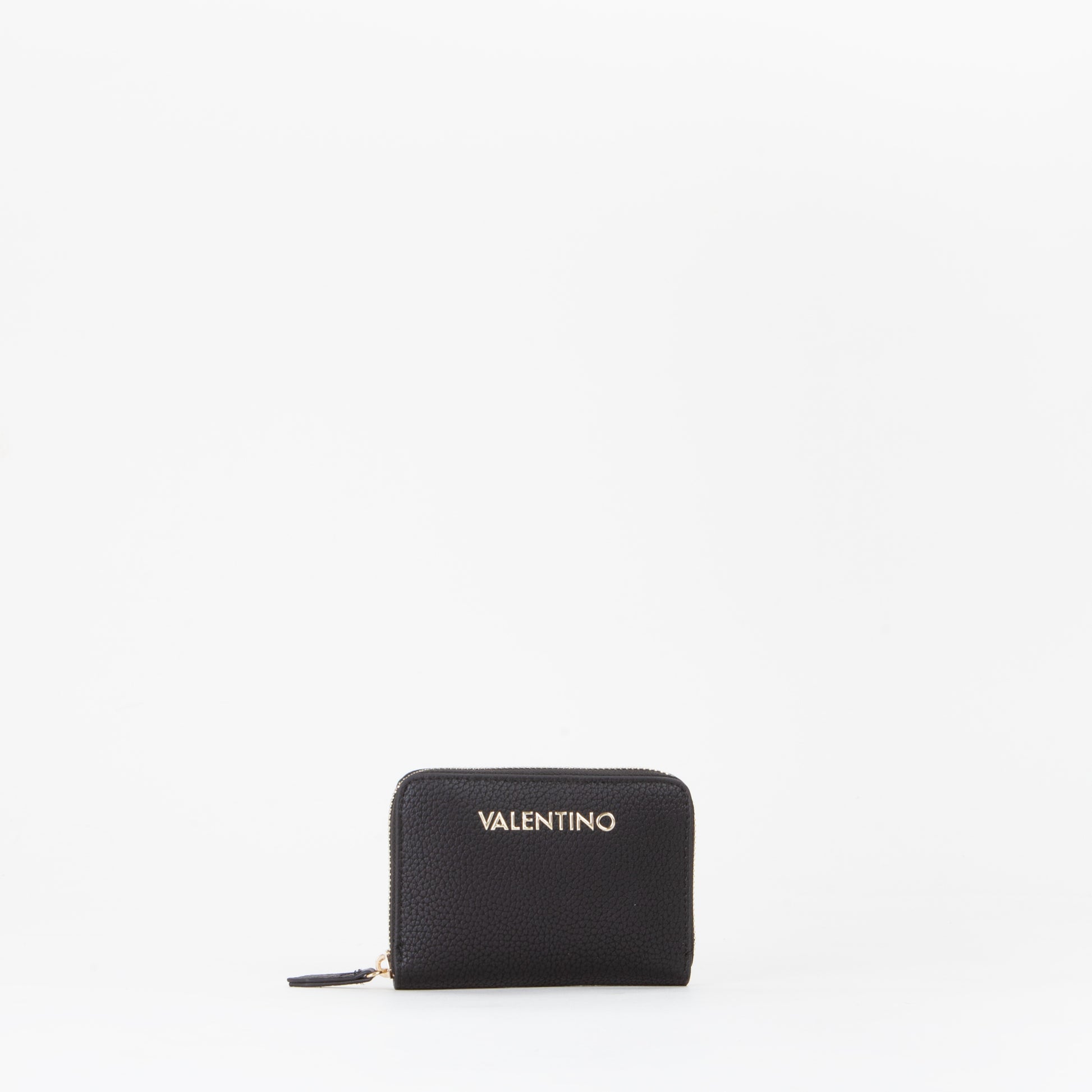 Portefeuille femme zippé noir grain doré