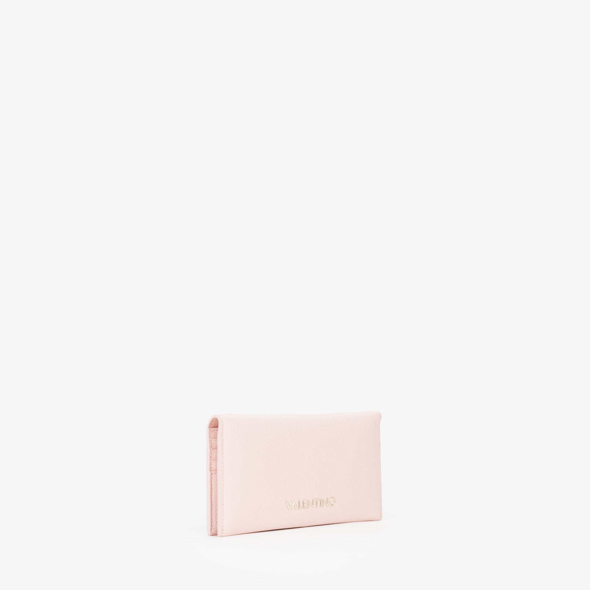 Portefeuille femme rose poudré logo doré fin et élégant