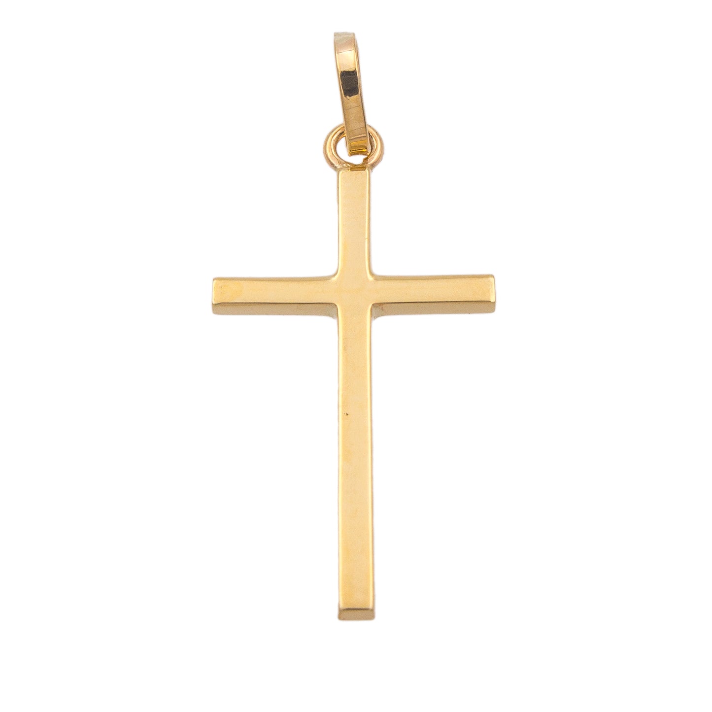 Pendentif femme croix or jaune 9 carats lisse