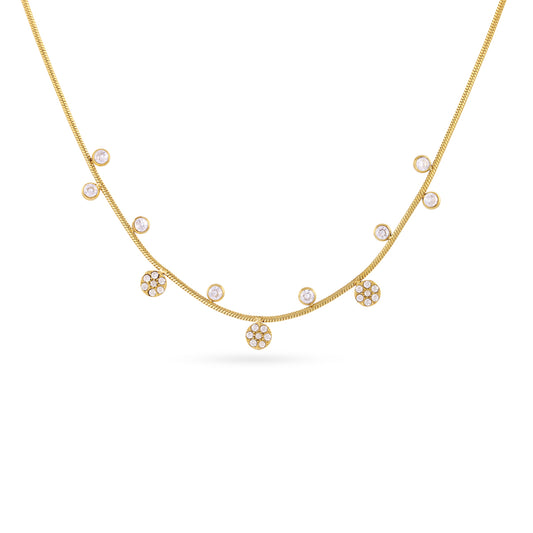 Collier femme acier doré pendentifs zirconia