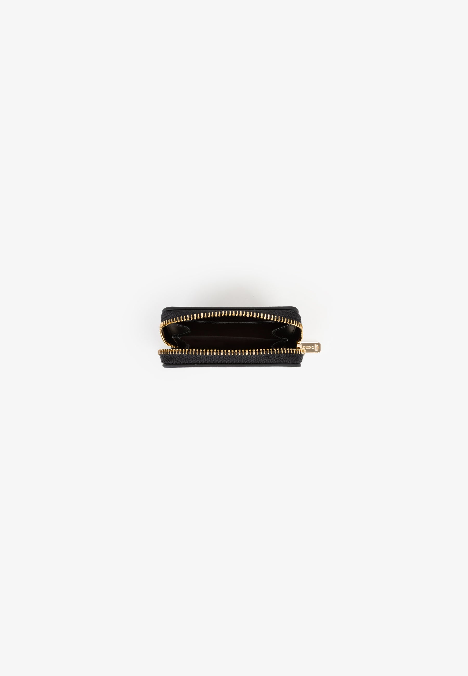 Portefeuille femme zippé cuir grainé noir compact