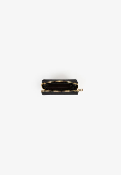 Portefeuille femme zippé cuir grainé noir compact