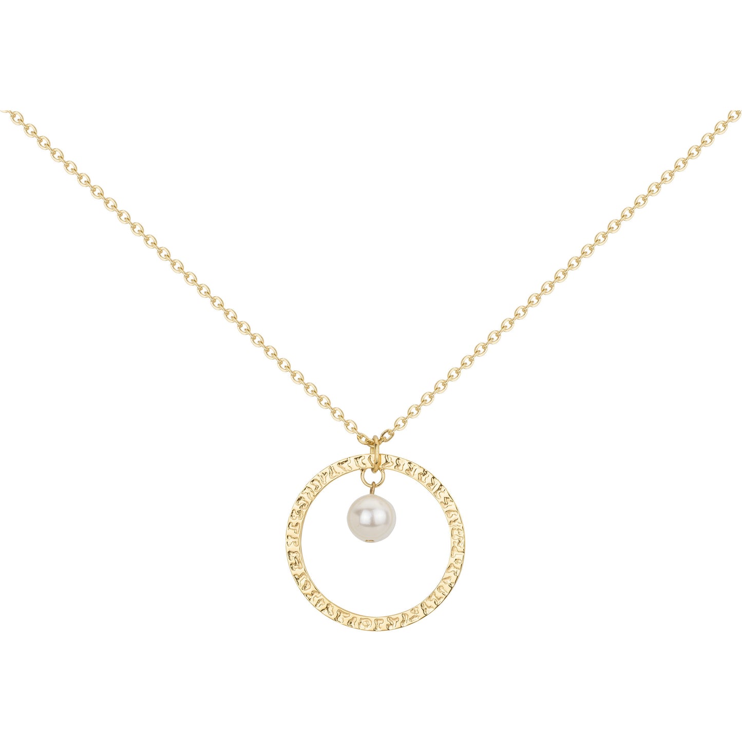 COLLIER - ACIER DORE - PERLE SYNTHETIQUE