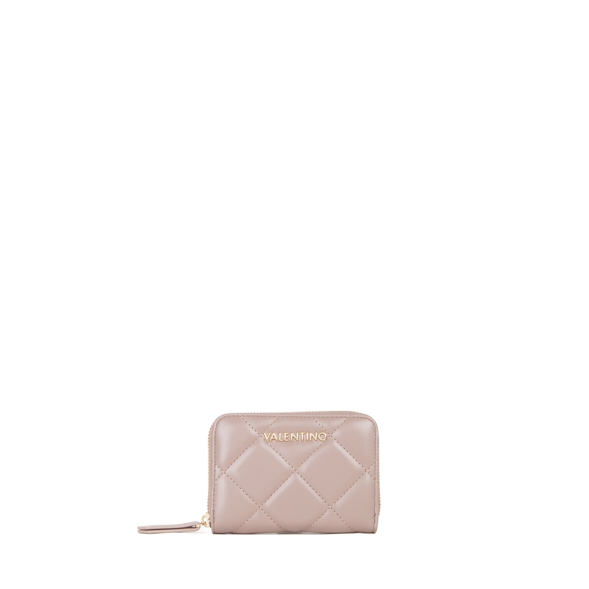 Portefeuille femme matelassé zippé couleur taupe