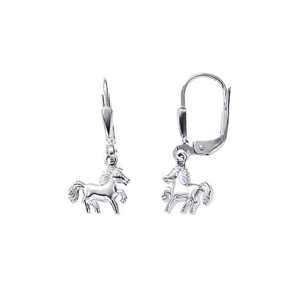 BOUCLES D'OREILLES ARGENT RHODIE - PENDANTE - CHEVAL
