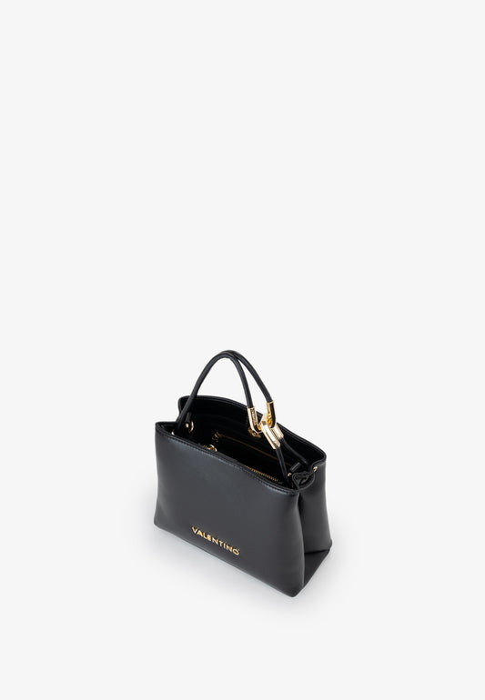 Sac main femme cuir noir poignée dorée élégant