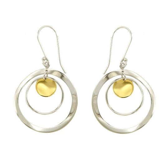 Boucles d'oreilles pendantes femme argent 925 bicolore doré