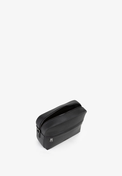 Sac bandoulière homme noir similicuir zip avant