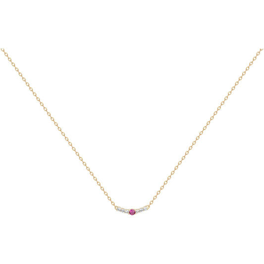 Collier femme plaqué or zirconia blanc et rubis 42 cm