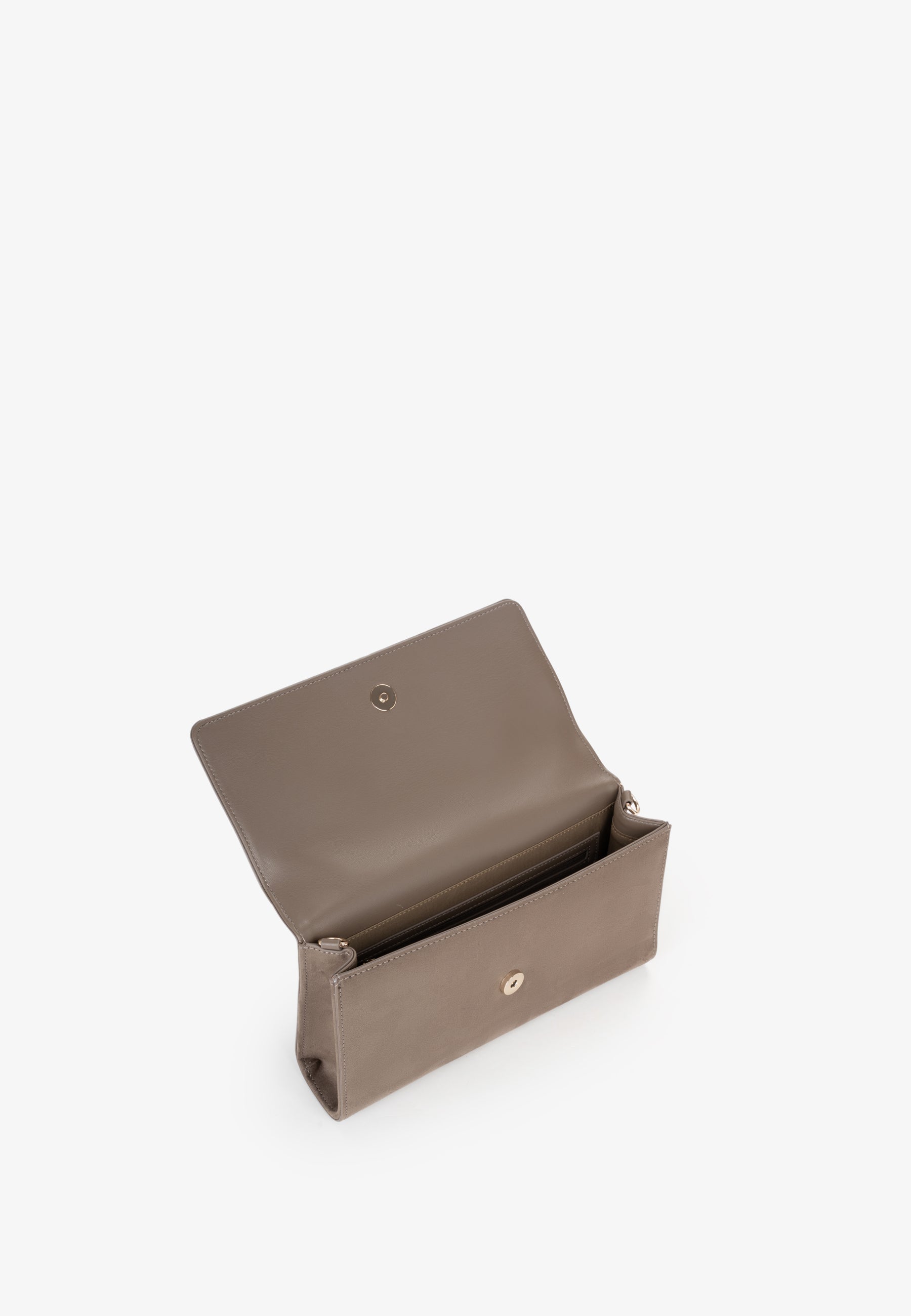 Sac bandoulière femme suédine taupe chaîne dorée
