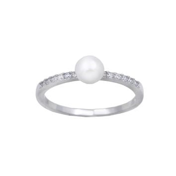 Bague femme argent 925 perle de culture et zirconia