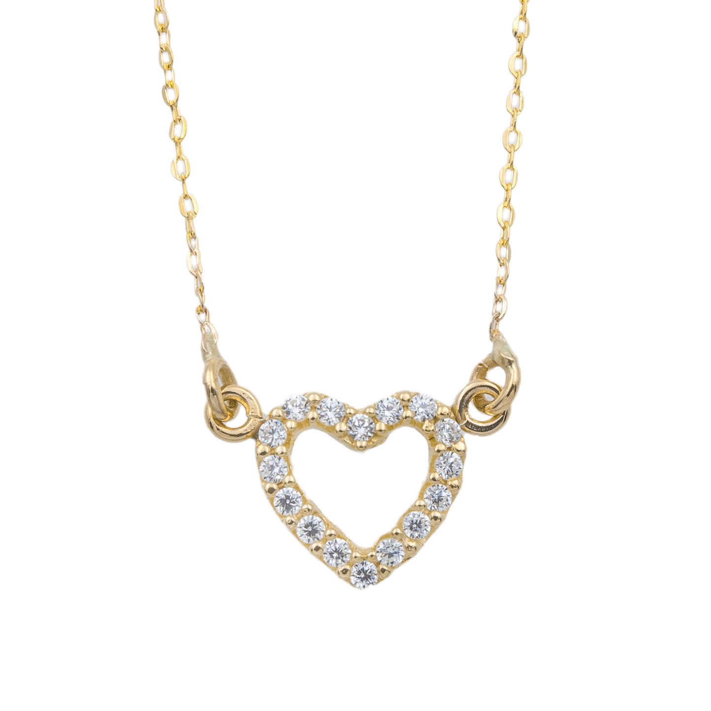 COLLIER OR 9 CARATS - ZIRCONIA - COEUR - 41+2 CM