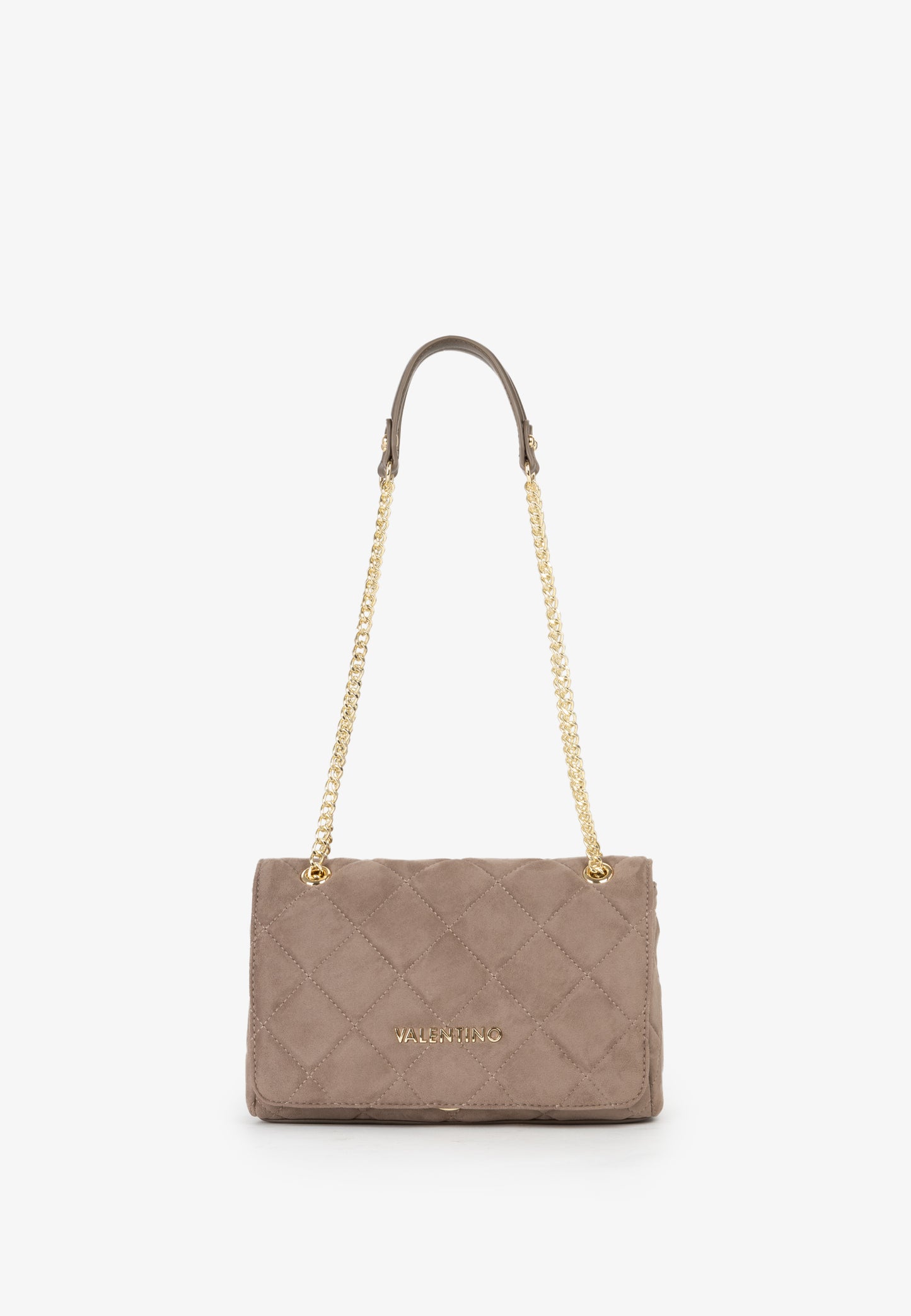 Sac bandoulière femme matelassé taupe chaîne dorée