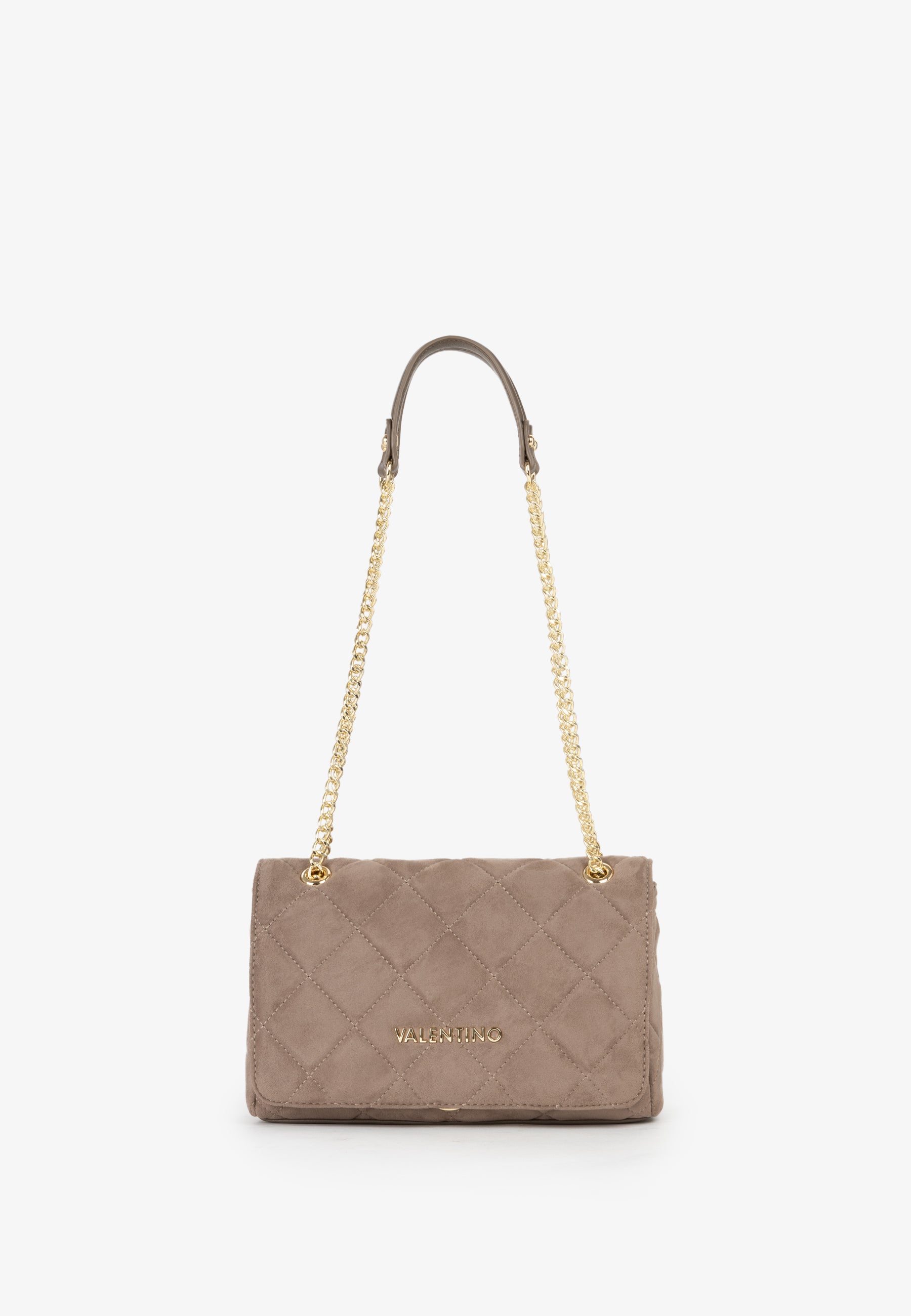 Sac bandoulière femme matelassé taupe chaîne dorée