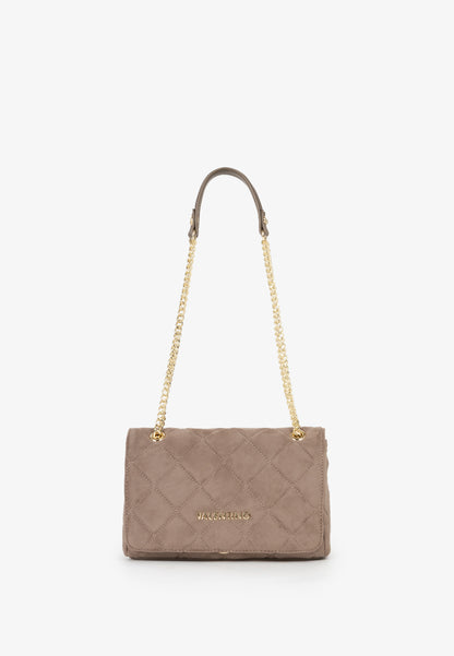 Sac bandoulière femme matelassé taupe chaîne dorée