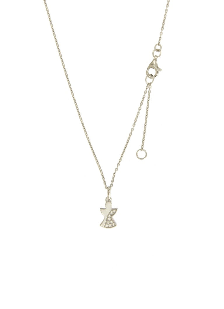 Collier femme argent rhodié pendentif ange zirconia