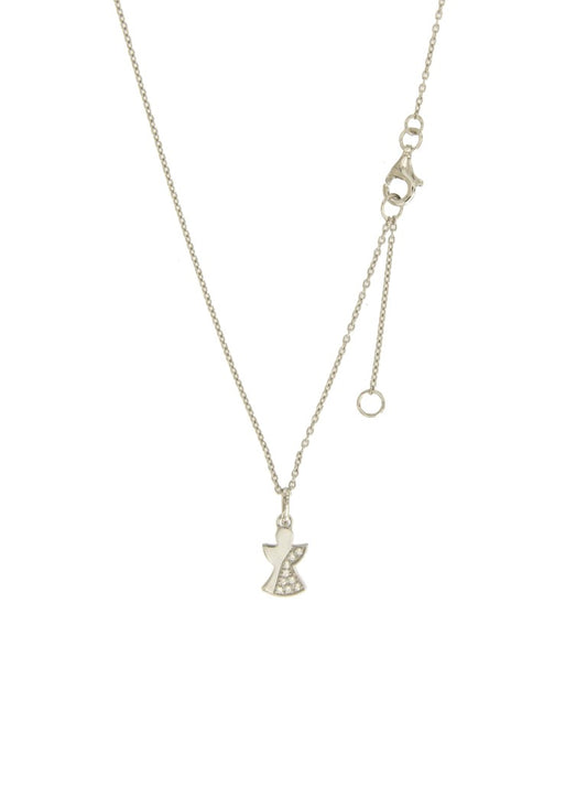 Collier femme argent rhodié pendentif ange zirconia