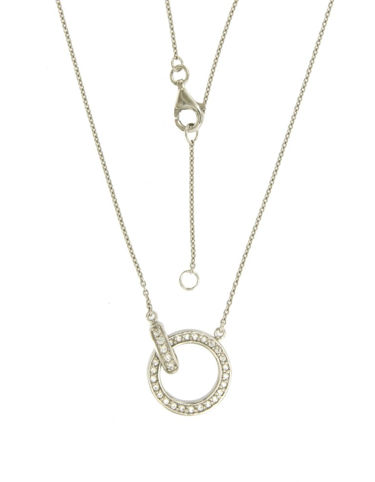 Collier femme argent rhodié rond zirconia 42+3 cm
