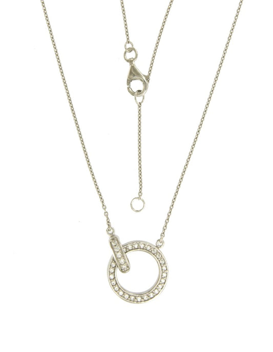 Collier femme argent rhodié rond zirconia 42+3 cm