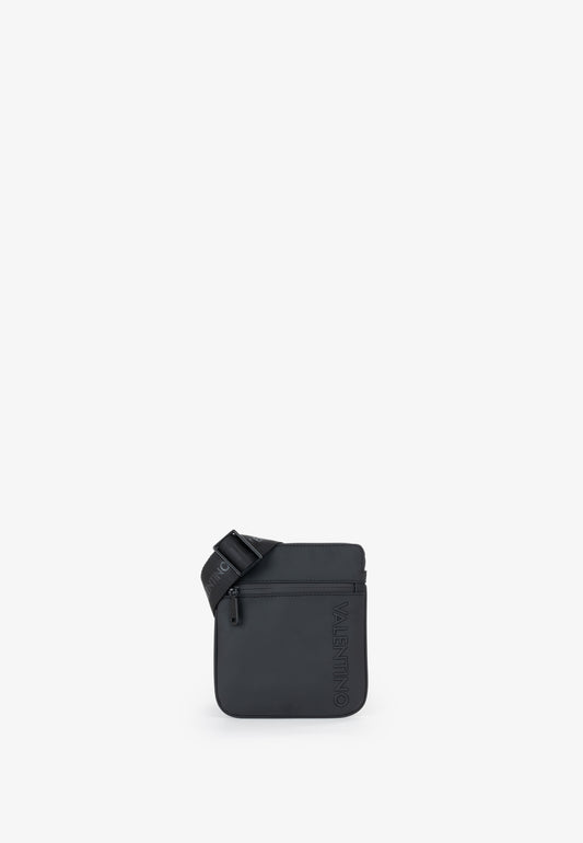Sac bandoulière homme noir mat zippé compact
