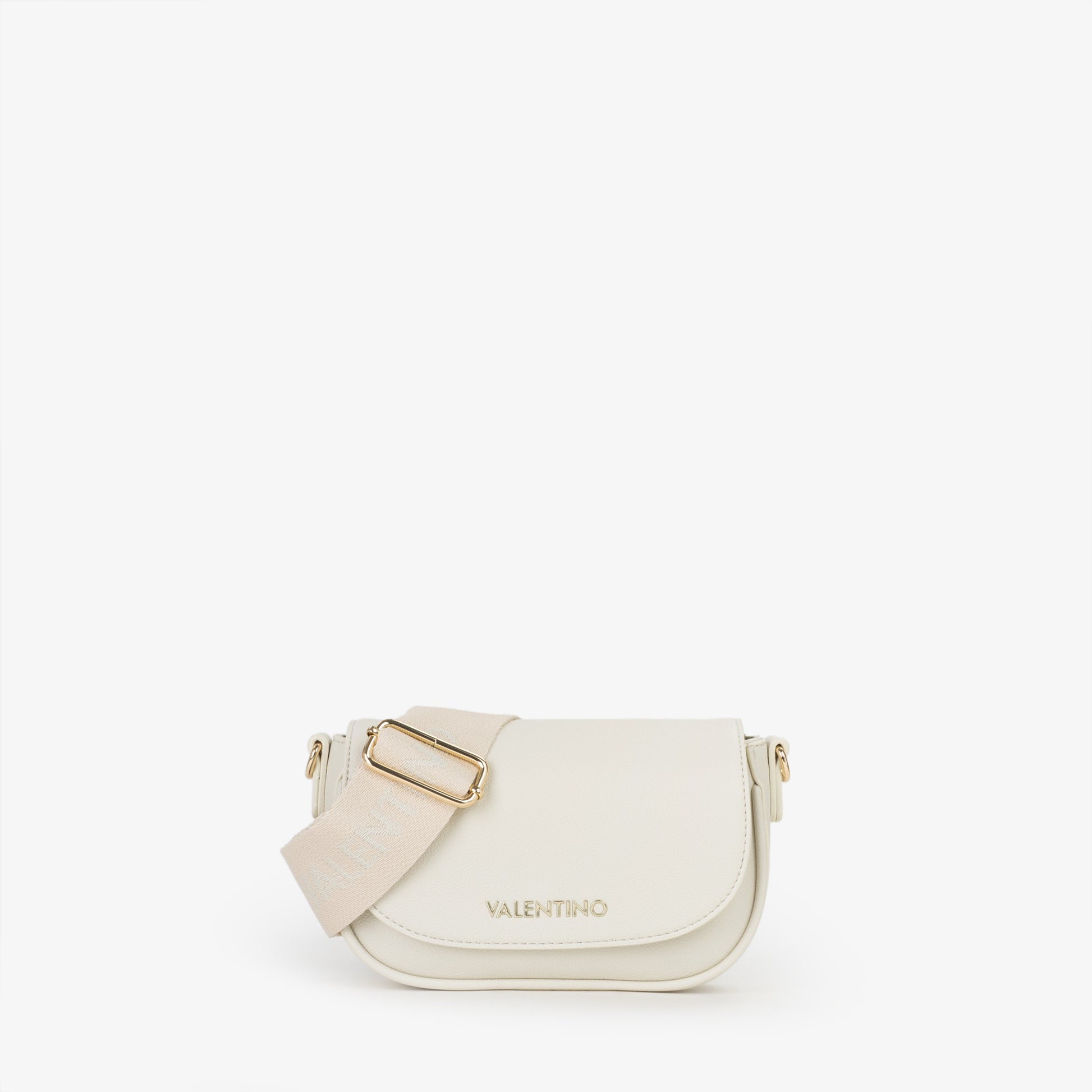 Sac bandoulière femme écru rabat arrondi finition dorée