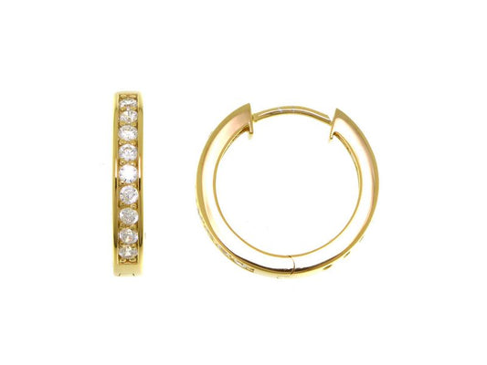 Créoles femme argent doré zirconia charnière 20mm
