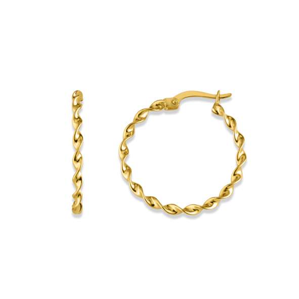 Créoles femme or jaune 18 carats torsadées